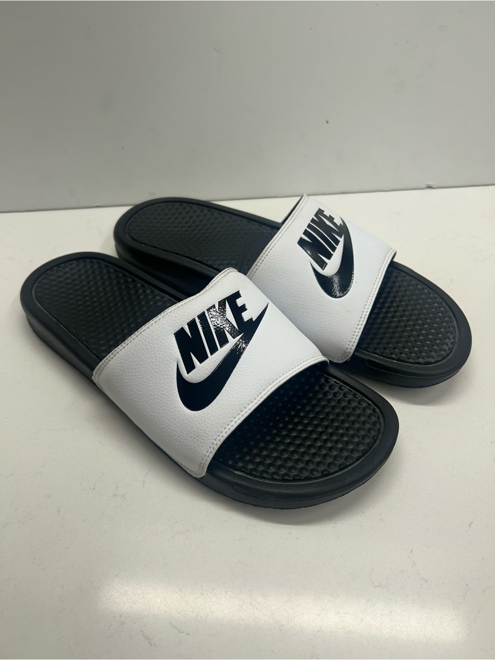 Nike White and Black Benassi Slide Sandals Side 12